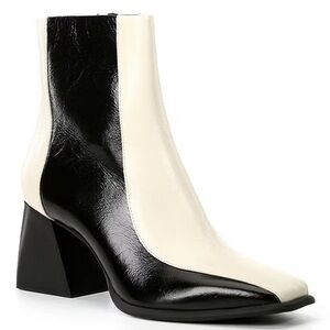 Holy-Grail2 Colorblock Leather Block Heel Booties - Size 9